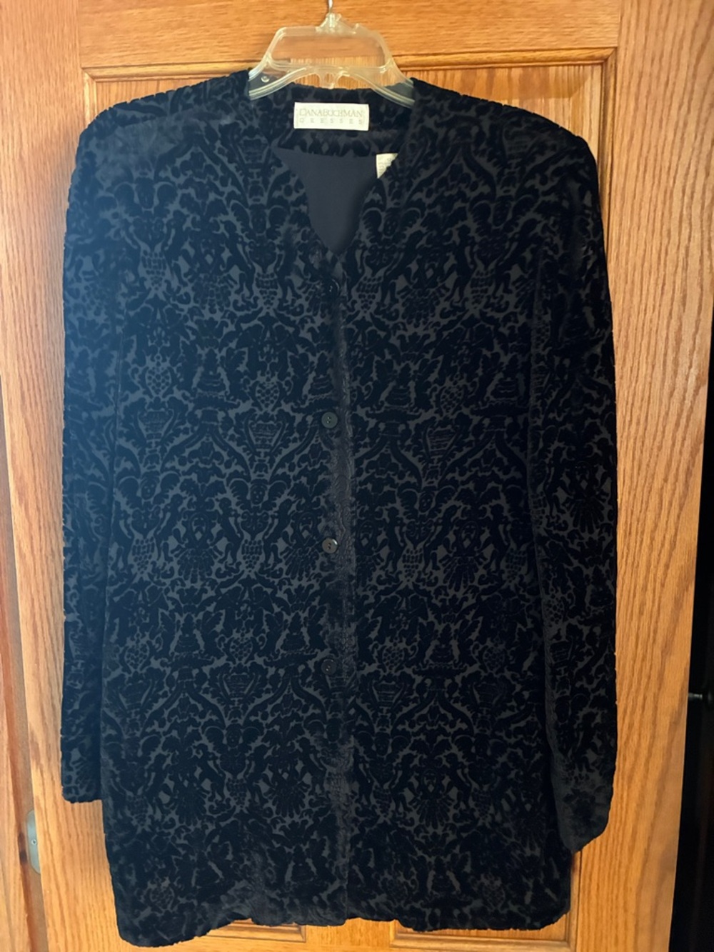 Dana Buchman Black Velvet Devore Floral Jacket